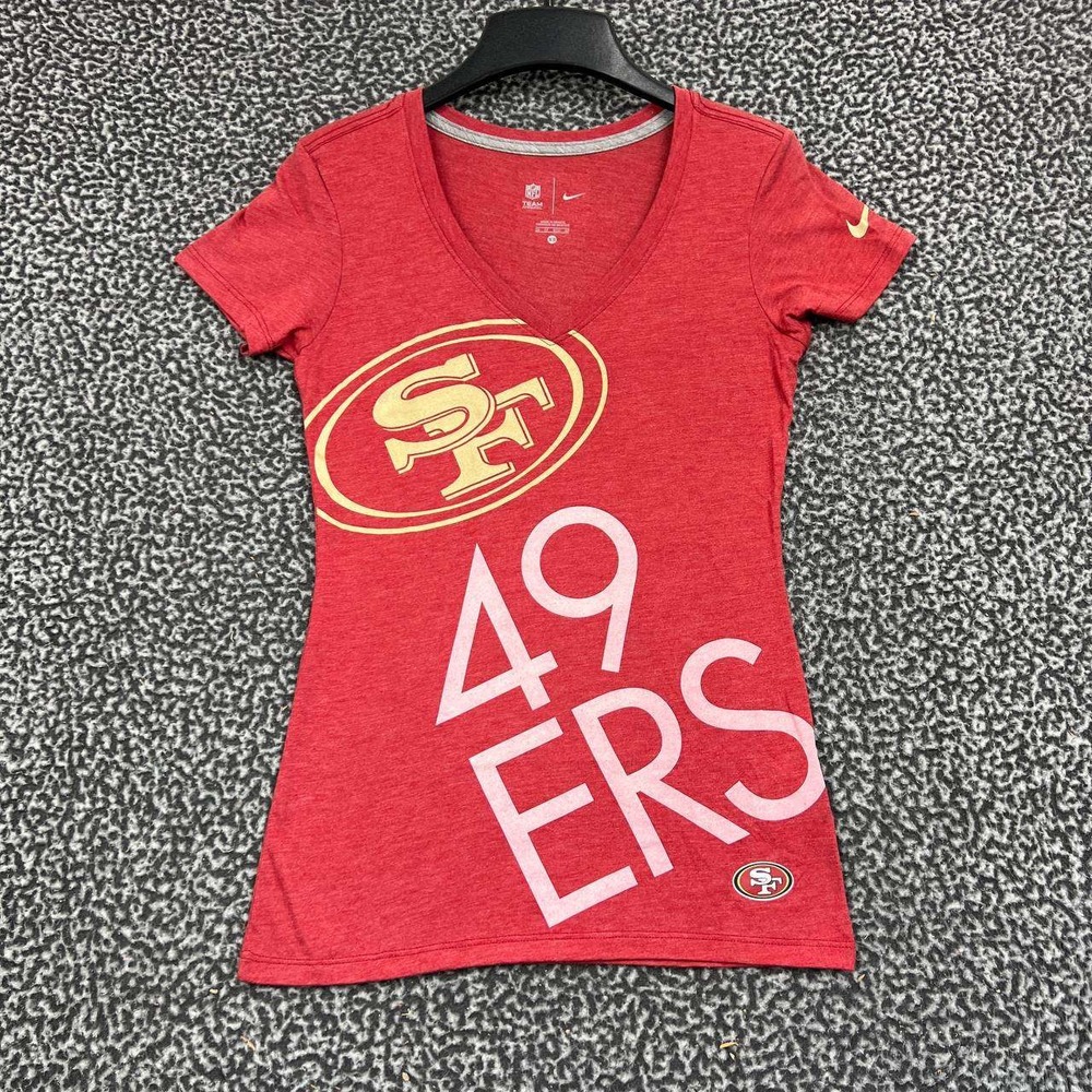 San Francisco 49ers Shirt Women Extra Small Nike NFL Short Sleeve V-Neck XS‎